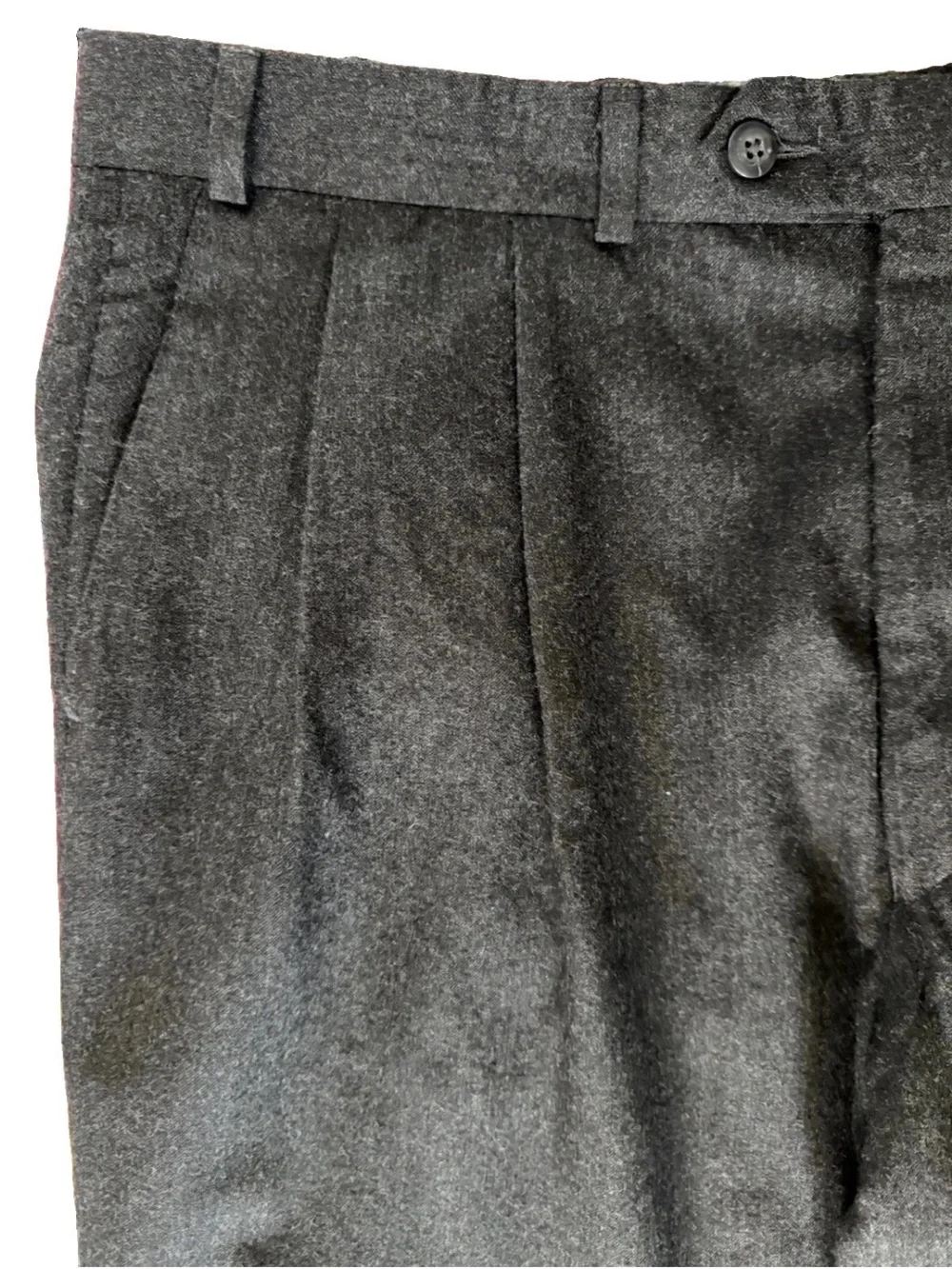 Chaps Ralph Lauren Gray Wool Pleated Trousers Made Canada Mens 36 x 27 VTG